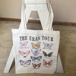 Taylor Swift White Canvas Eras Tour Butterfly Tote